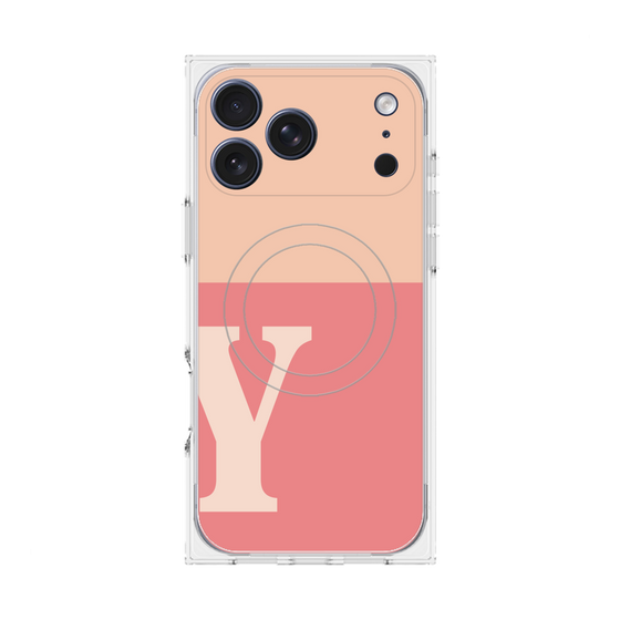 プレミアムスクエアケース with MagSafe［ オリジナル - initial two tone - Y pink ］