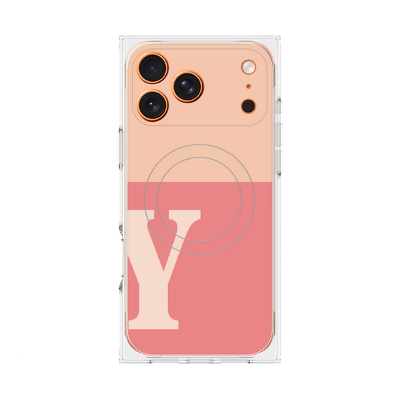 プレミアムスクエアケース with MagSafe［ オリジナル - initial two tone - Y pink ］