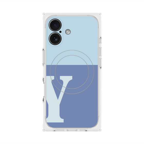プレミアムスクエアケース with MagSafe［ オリジナル - initial two tone - Y blue ］