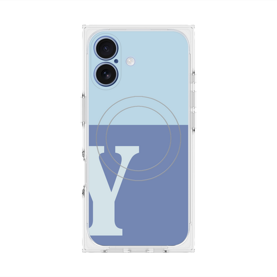 プレミアムスクエアケース with MagSafe［ オリジナル - initial two tone - Y blue ］