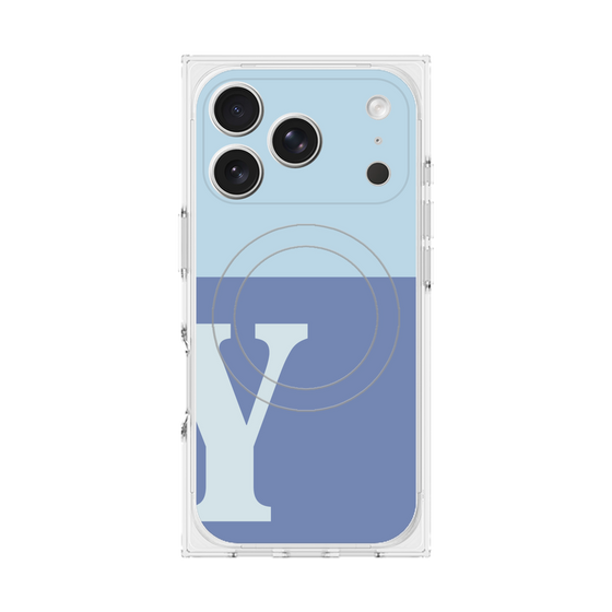 プレミアムスクエアケース with MagSafe［ オリジナル - initial two tone - Y blue ］