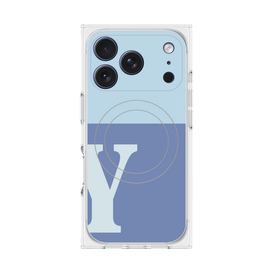 プレミアムスクエアケース with MagSafe［ オリジナル - initial two tone - Y blue ］