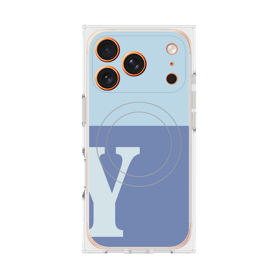 プレミアムスクエアケース with MagSafe［ オリジナル - initial two tone - Y blue ］