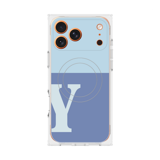 プレミアムスクエアケース with MagSafe［ オリジナル - initial two tone - Y blue ］