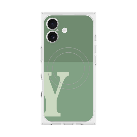 プレミアムスクエアケース with MagSafe［ オリジナル - initial two tone - Y green ］