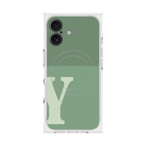 プレミアムスクエアケース with MagSafe［ オリジナル - initial two tone - Y green ］