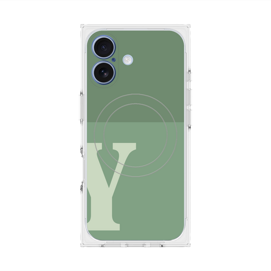 プレミアムスクエアケース with MagSafe［ オリジナル - initial two tone - Y green ］