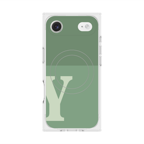 プレミアムスクエアケース with MagSafe［ オリジナル - initial two tone - Y green ］
