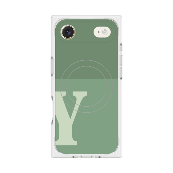 プレミアムスクエアケース with MagSafe［ オリジナル - initial two tone - Y green ］