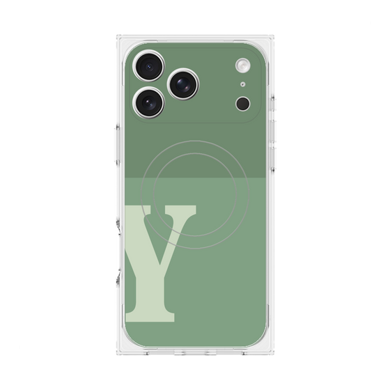 プレミアムスクエアケース with MagSafe［ オリジナル - initial two tone - Y green ］