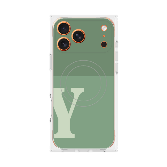 プレミアムスクエアケース with MagSafe［ オリジナル - initial two tone - Y green ］