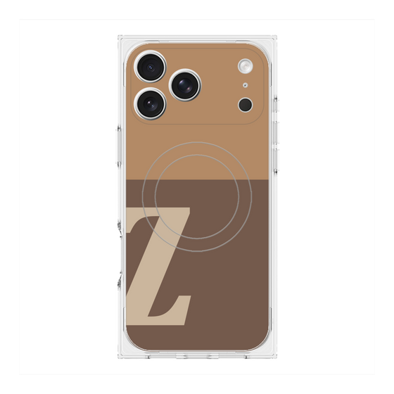 プレミアムスクエアケース with MagSafe［ オリジナル - initial two tone - Z brown ］