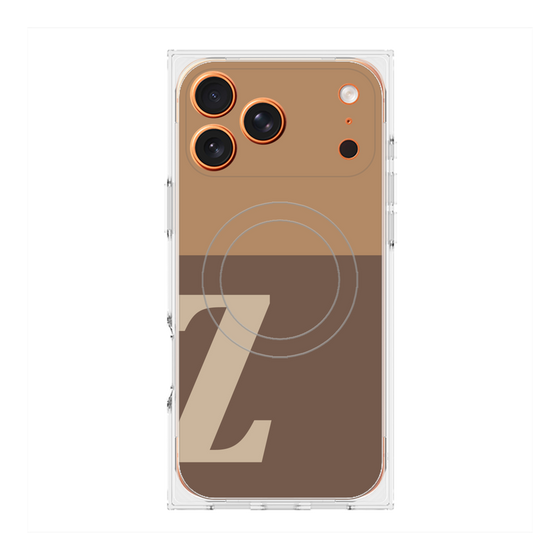 プレミアムスクエアケース with MagSafe［ オリジナル - initial two tone - Z brown ］