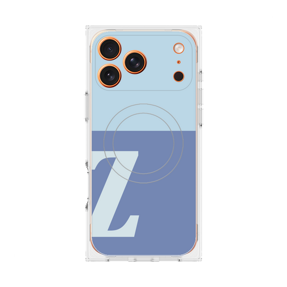 プレミアムスクエアケース with MagSafe［ オリジナル - initial two tone - Z blue ］