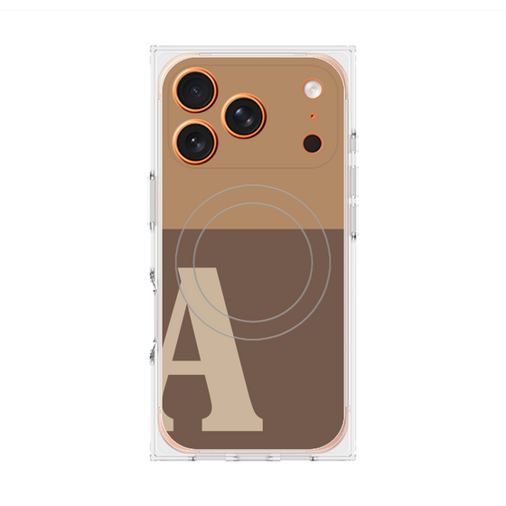 プレミアムスクエアケース with MagSafe［ オリジナル - initial two tone - A brown ］