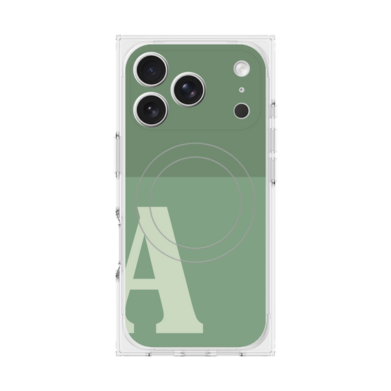 プレミアムスクエアケース with MagSafe［ オリジナル - initial two tone - A green ］