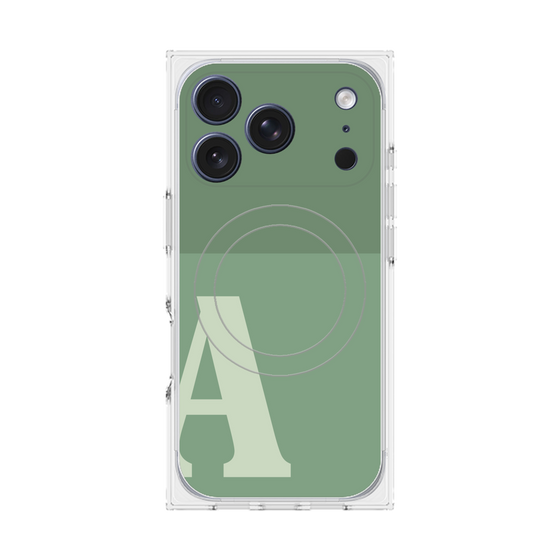プレミアムスクエアケース with MagSafe［ オリジナル - initial two tone - A green ］