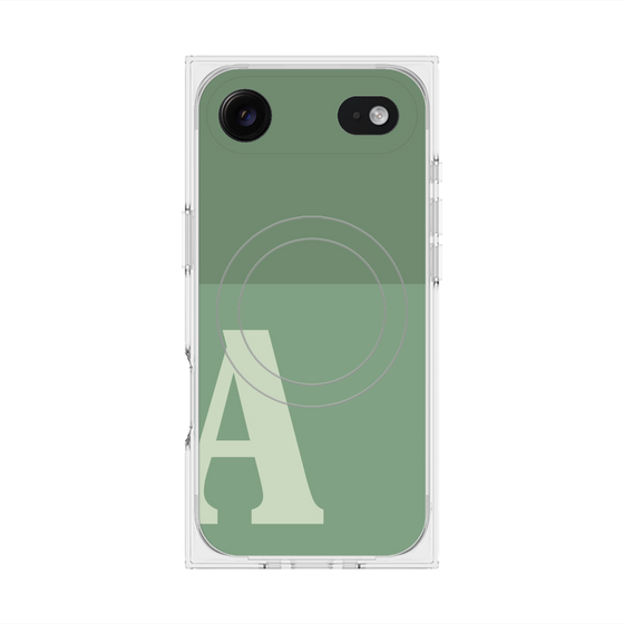 プレミアムスクエアケース with MagSafe［ オリジナル - initial two tone - A green ］