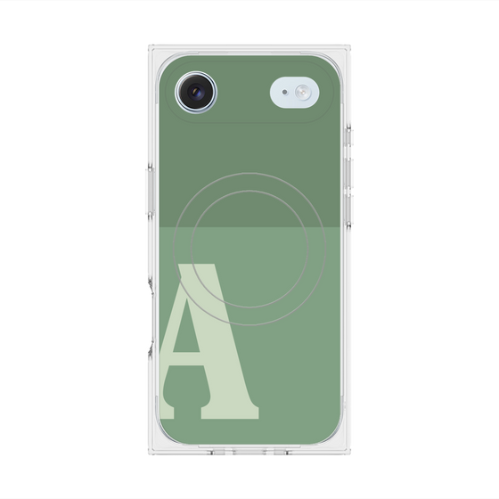 プレミアムスクエアケース with MagSafe［ オリジナル - initial two tone - A green ］