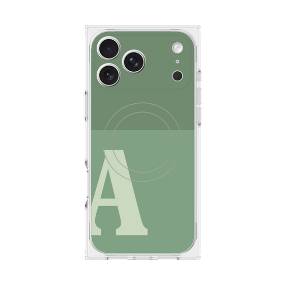 プレミアムスクエアケース with MagSafe［ オリジナル - initial two tone - A green ］