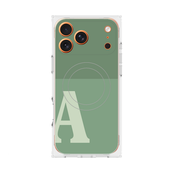 プレミアムスクエアケース with MagSafe［ オリジナル - initial two tone - A green ］