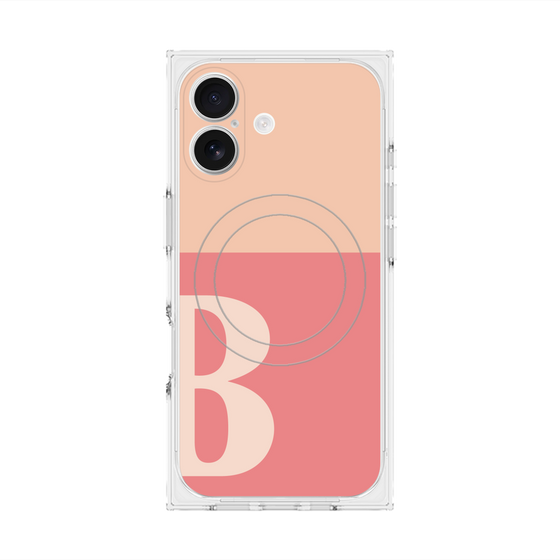 プレミアムスクエアケース with MagSafe［ オリジナル - initial two tone - B pink ］