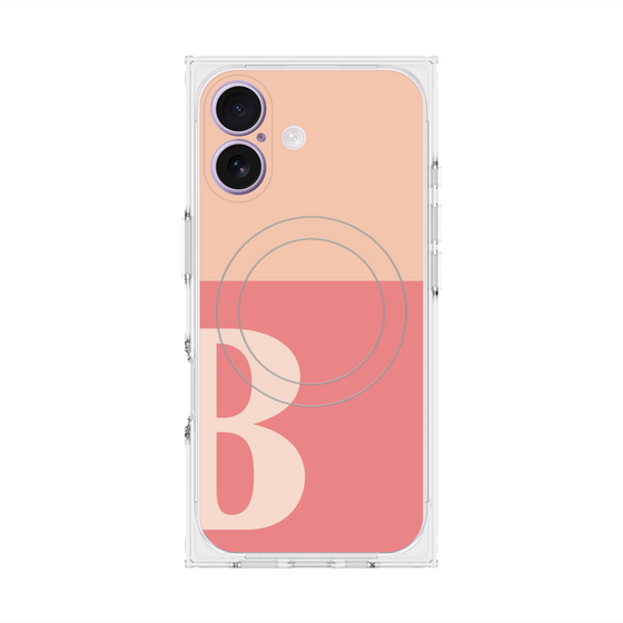 プレミアムスクエアケース with MagSafe［ オリジナル - initial two tone - B pink ］