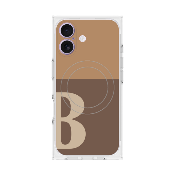 プレミアムスクエアケース with MagSafe［ オリジナル - initial two tone - B brown ］
