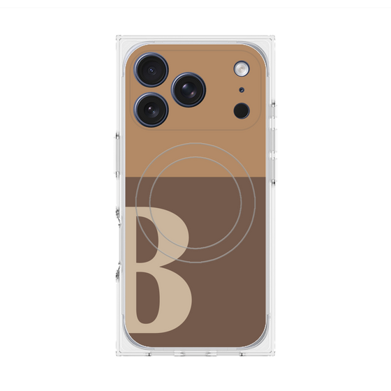 プレミアムスクエアケース with MagSafe［ オリジナル - initial two tone - B brown ］
