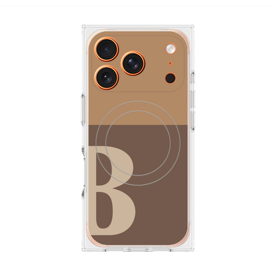 プレミアムスクエアケース with MagSafe［ オリジナル - initial two tone - B brown ］