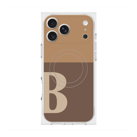 プレミアムスクエアケース with MagSafe［ オリジナル - initial two tone - B brown ］