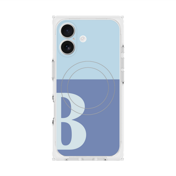 プレミアムスクエアケース with MagSafe［ オリジナル - initial two tone - B blue ］