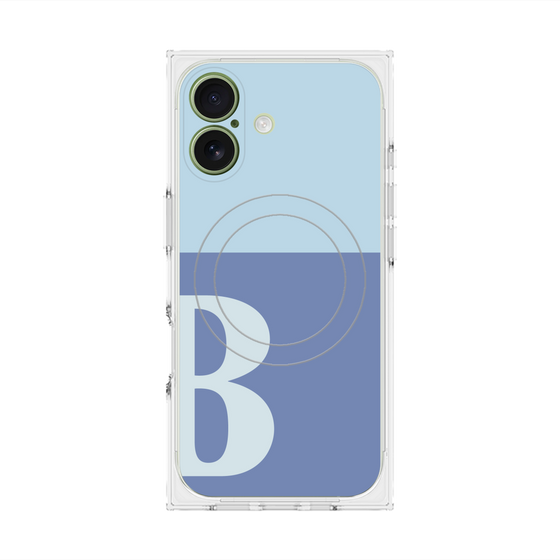 プレミアムスクエアケース with MagSafe［ オリジナル - initial two tone - B blue ］