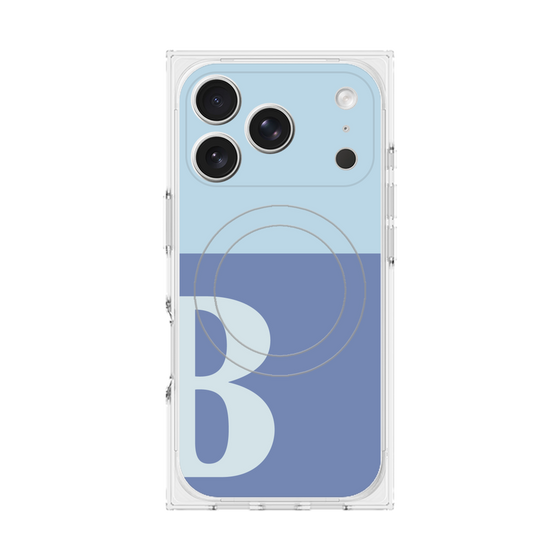 プレミアムスクエアケース with MagSafe［ オリジナル - initial two tone - B blue ］
