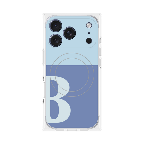 プレミアムスクエアケース with MagSafe［ オリジナル - initial two tone - B blue ］