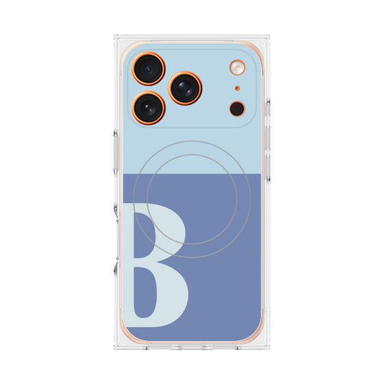 プレミアムスクエアケース with MagSafe［ オリジナル - initial two tone - B blue ］