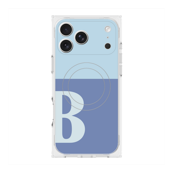 プレミアムスクエアケース with MagSafe［ オリジナル - initial two tone - B blue ］