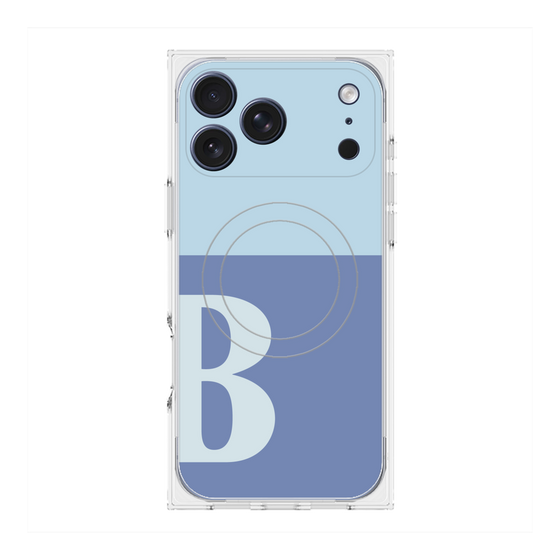 プレミアムスクエアケース with MagSafe［ オリジナル - initial two tone - B blue ］
