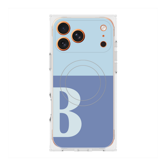 プレミアムスクエアケース with MagSafe［ オリジナル - initial two tone - B blue ］