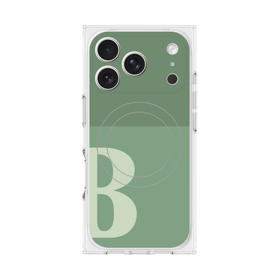 プレミアムスクエアケース with MagSafe［ オリジナル - initial two tone - B green ］