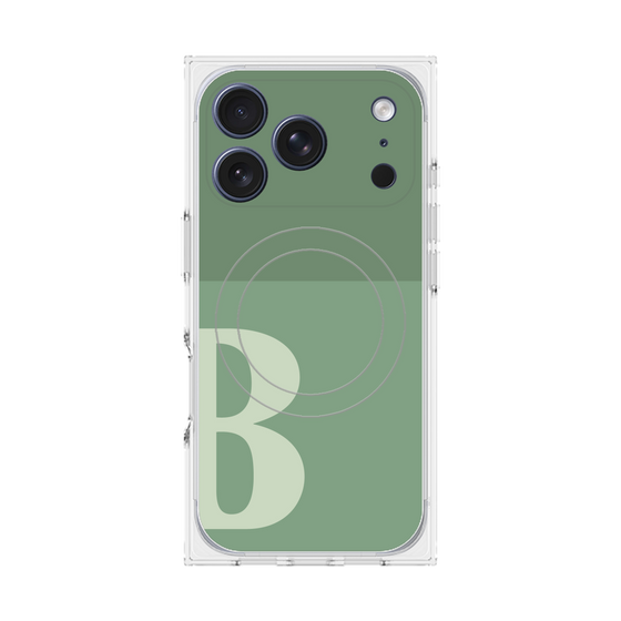 プレミアムスクエアケース with MagSafe［ オリジナル - initial two tone - B green ］