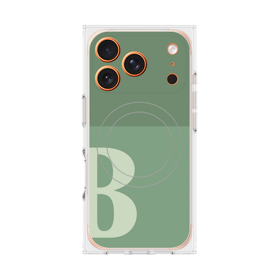 プレミアムスクエアケース with MagSafe［ オリジナル - initial two tone - B green ］