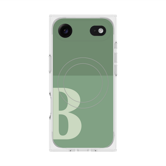 プレミアムスクエアケース with MagSafe［ オリジナル - initial two tone - B green ］