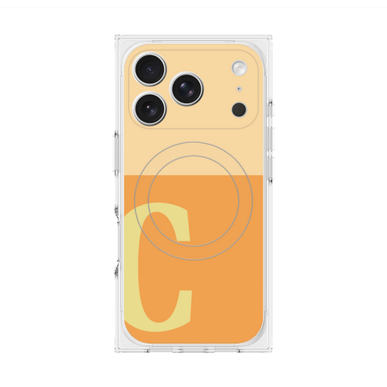 プレミアムスクエアケース with MagSafe［ オリジナル - initial two tone - C orange ］