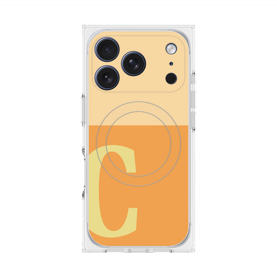 プレミアムスクエアケース with MagSafe［ オリジナル - initial two tone - C orange ］