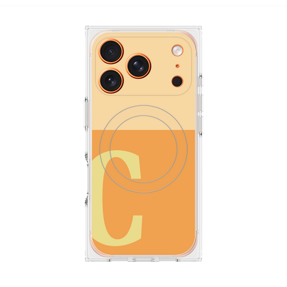 プレミアムスクエアケース with MagSafe［ オリジナル - initial two tone - C orange ］