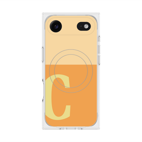 プレミアムスクエアケース with MagSafe［ オリジナル - initial two tone - C orange ］