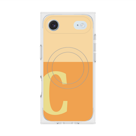 プレミアムスクエアケース with MagSafe［ オリジナル - initial two tone - C orange ］