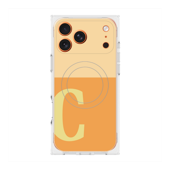プレミアムスクエアケース with MagSafe［ オリジナル - initial two tone - C orange ］