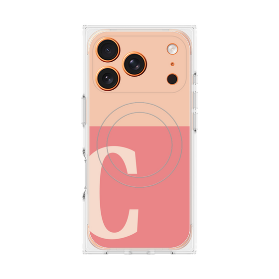 プレミアムスクエアケース with MagSafe［ オリジナル - initial two tone - C pink ］